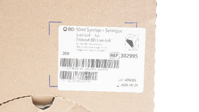 BD 302995 Luer-Lok Tip Syringe 10ml - Box of 200